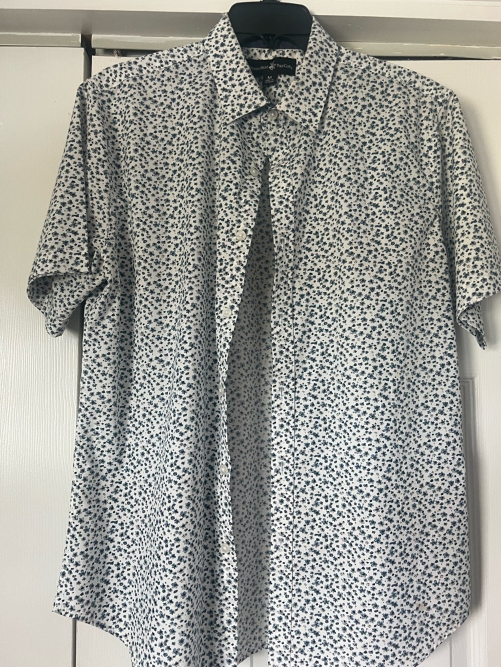 Beverly Hills Polo Club White Shirt with Blue Floral Print